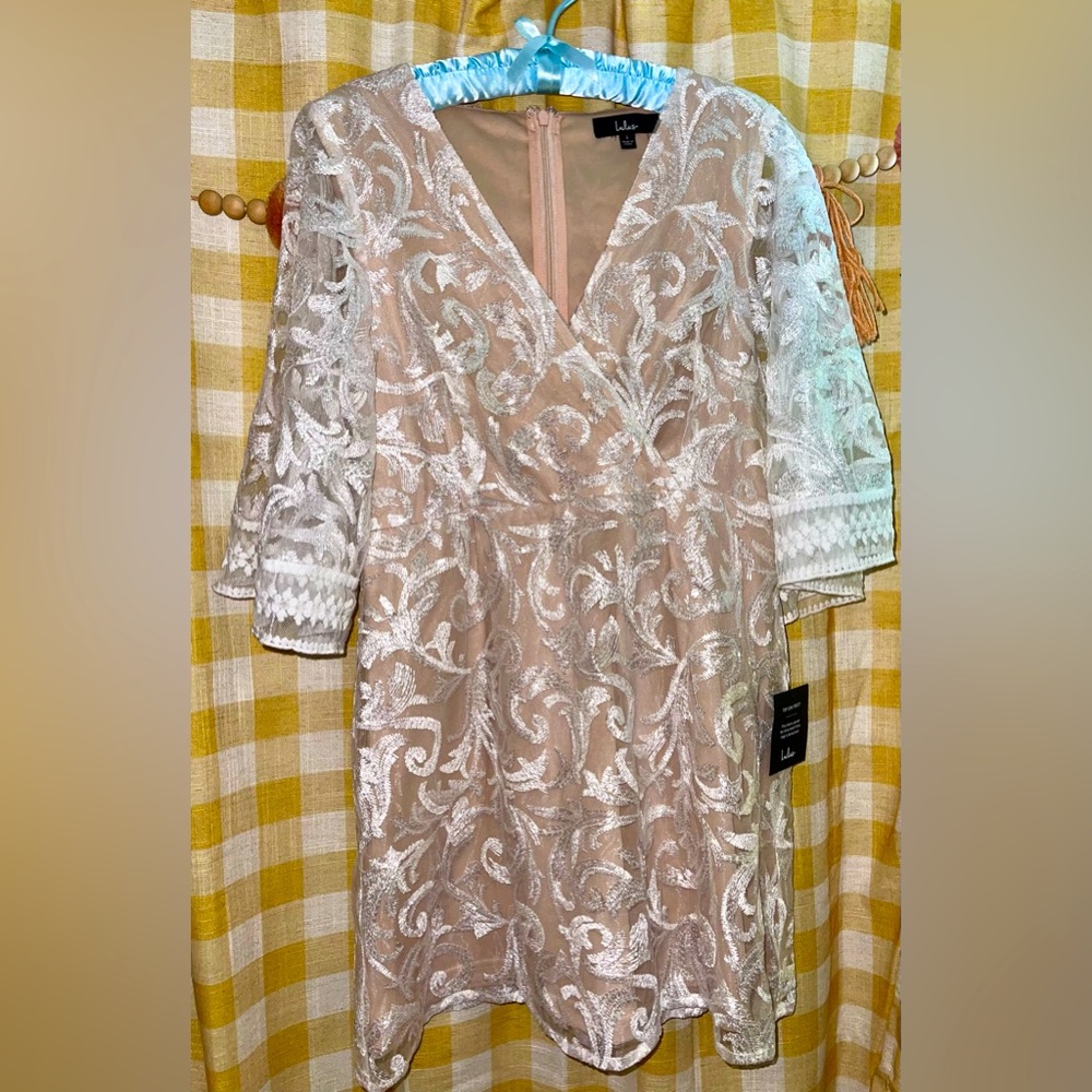 Lulus celebration hour white sequin mini dress L Large